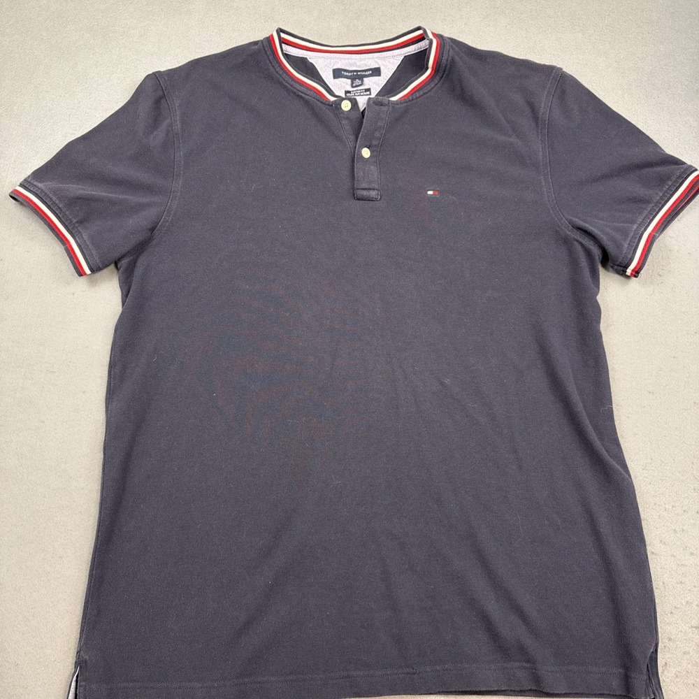 Tommy Hilfiger Men's Henley S/S Shirt XL NAVY  PULLOVER CUSTOM FIT